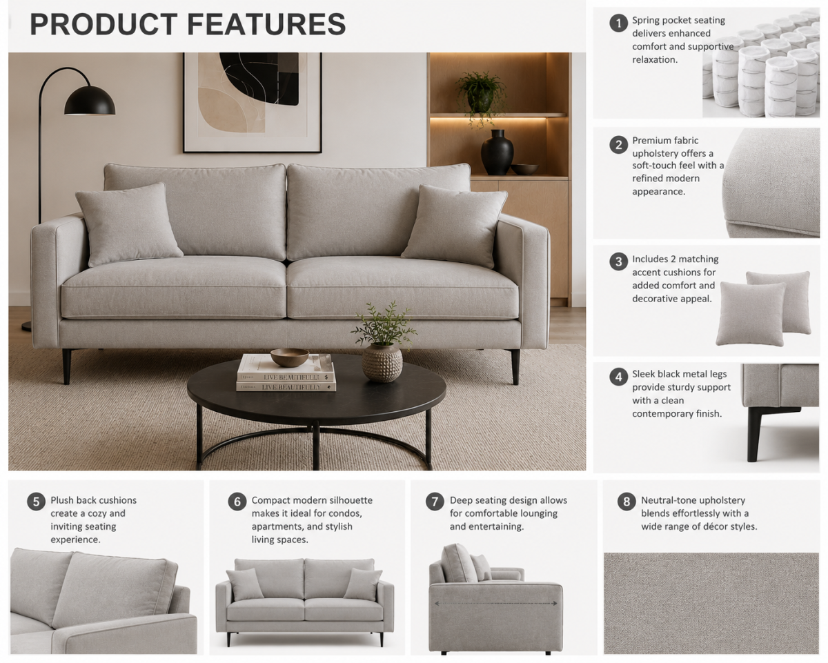 Grey 3 seater Sofa